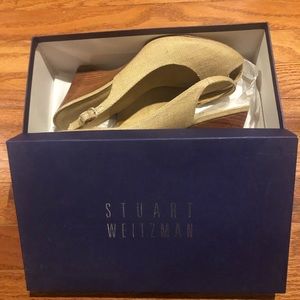 Stuart Weitzman Size 10 Beige Wedge Sling